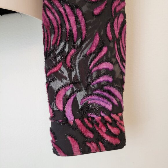 Vintage Hobby Horse Long Sleeve Floral Crop Top Size L Semi Sheer Show USA - Picture 6 of 7